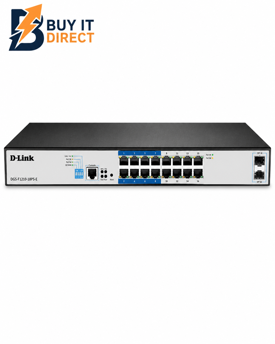 Dlink 16 Port Layer 2 Gigabit Managed Long Range Poe+ Surveillance Switch (Dgs-F1210-18Ps-E)