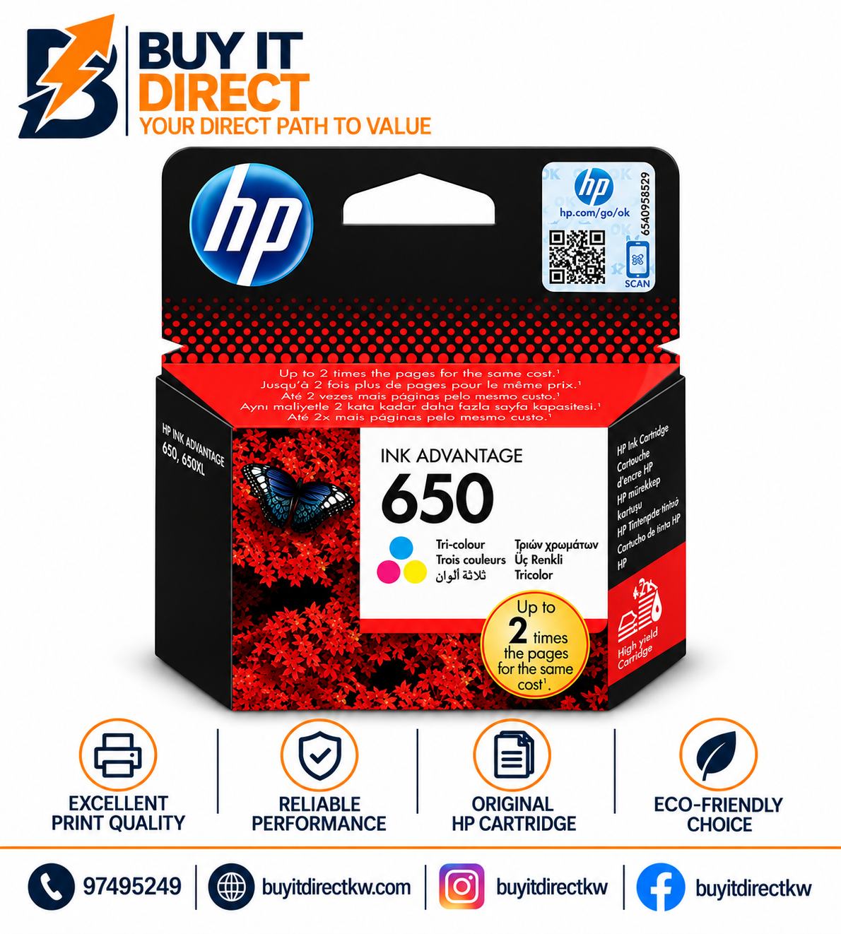 HP 650 Tri Color Original Ink Advantage Cartridge