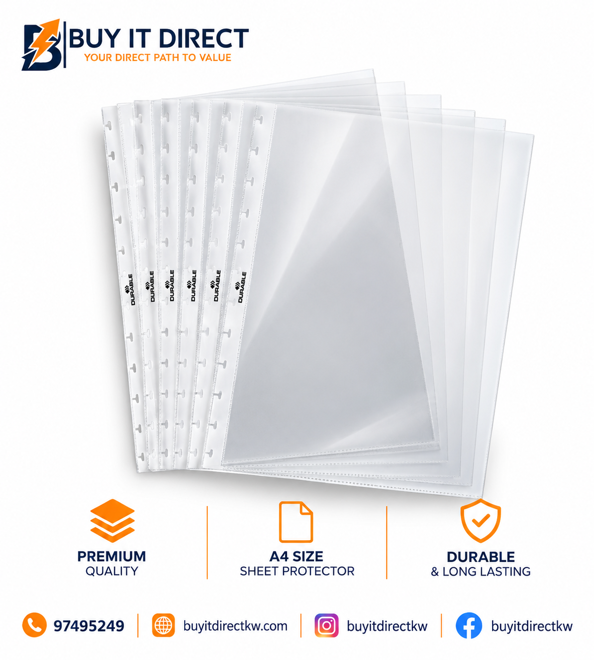 DURABLE DURALOOK COVER Transparent Display Pockets 19 – Pack of 10