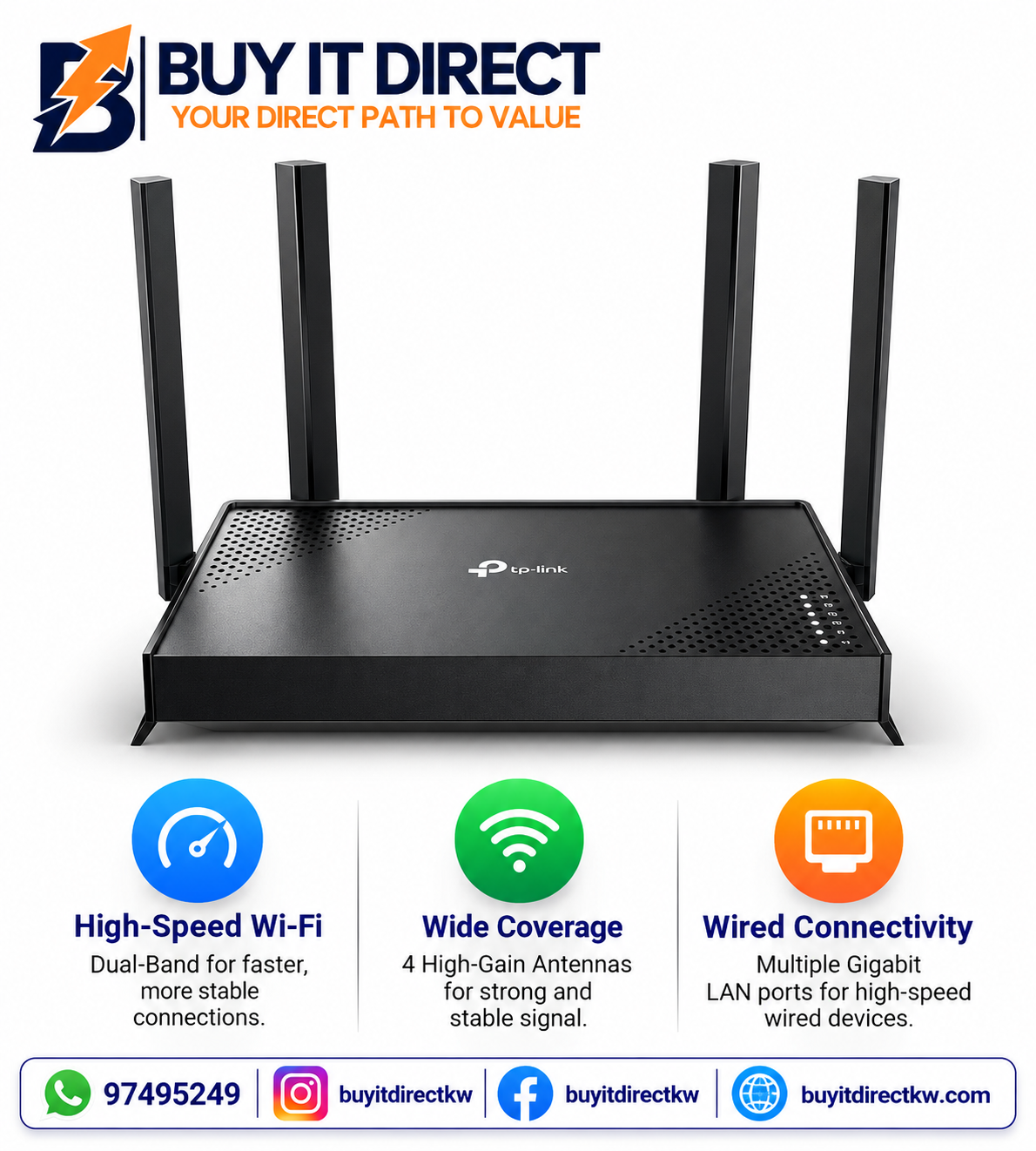 TP Link Archer BE220 BE3600 Dual Band WiFi 7 Router