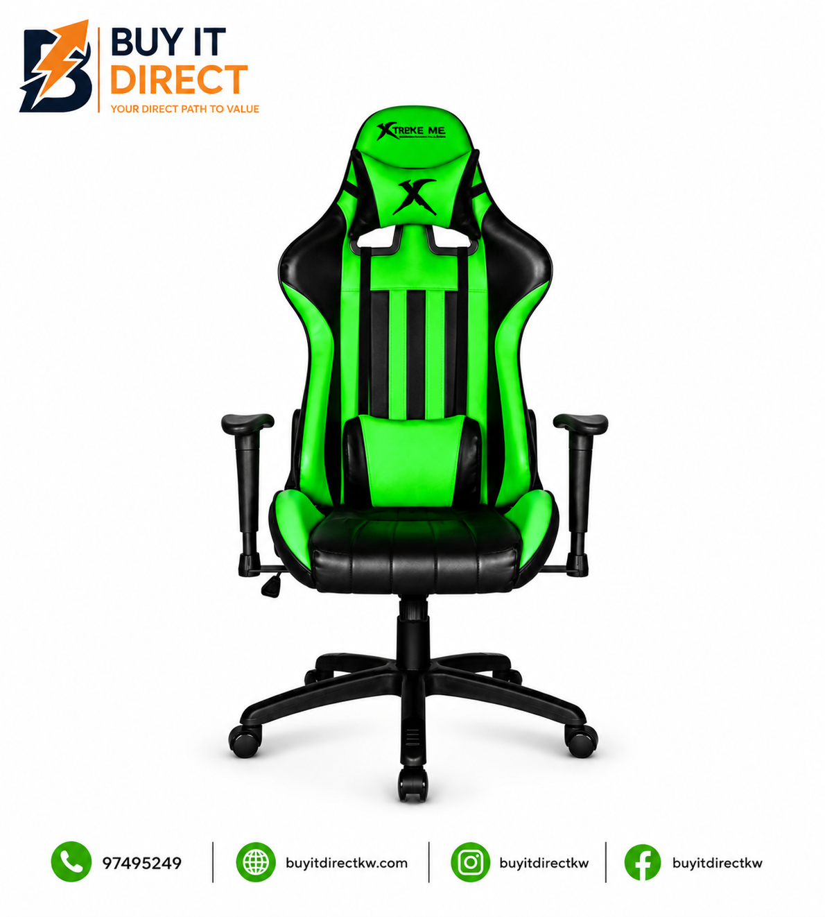 كرسي ألعاب Xtrike Me GC 905 مريح قابل للإمالة أخضر