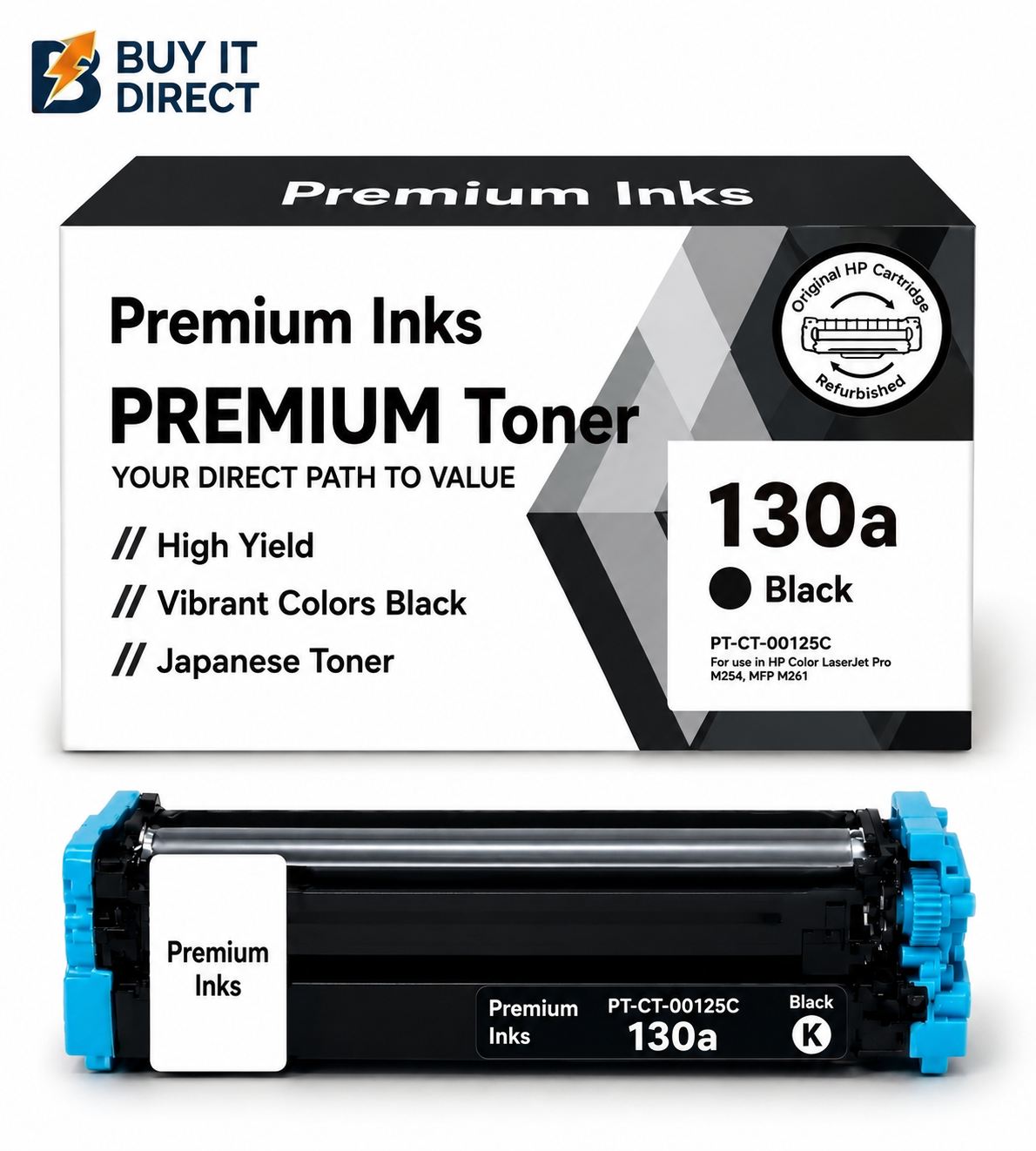 Premium 130A Black Compatible Toner Cartridge for HP Color LaserJet Printers