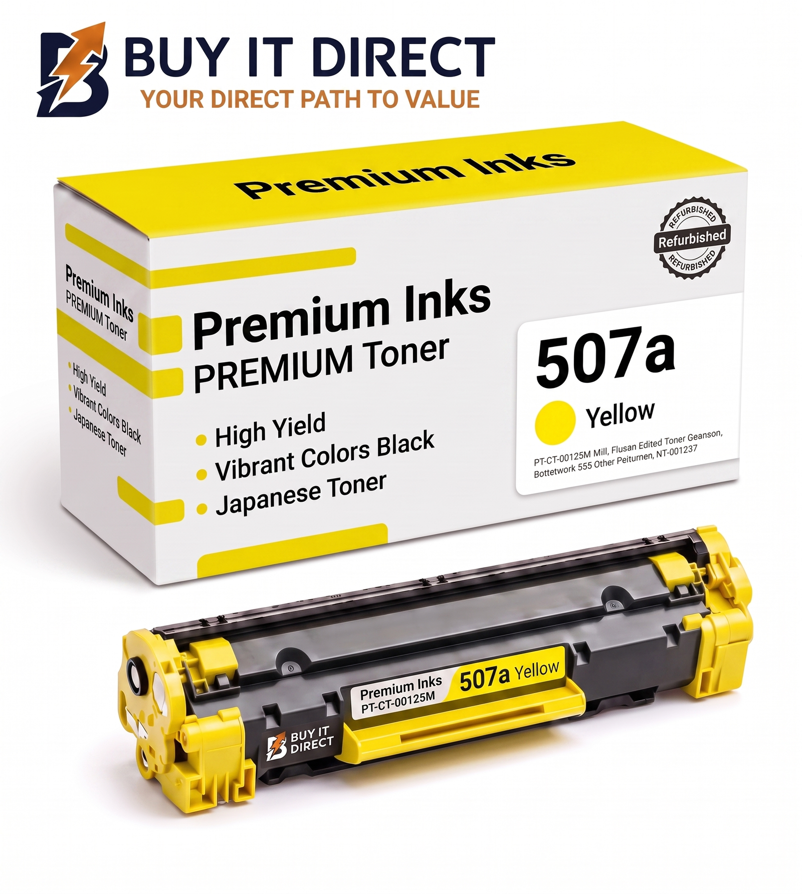 Premium 507a Yellow Compatible Toner Cartridge for HP Color LaserJet Printers
