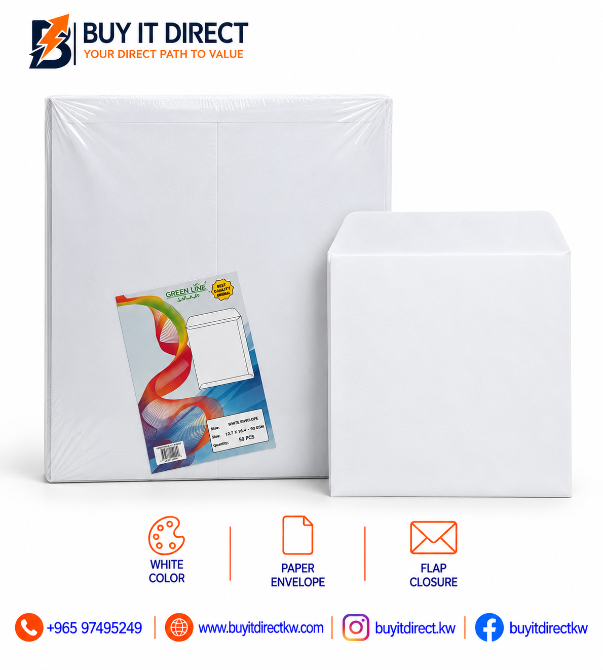 White Envelopes 17.5 x 14.25 Inches - 250 Pieces