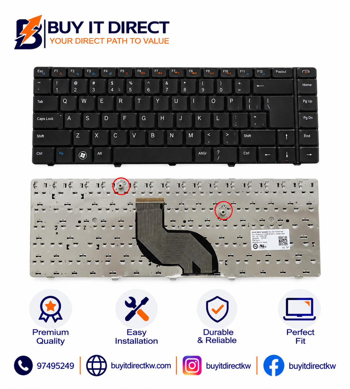 Dell Inspiron N4030 N4020 Laptop Keyboard Black US English Arabic Layout