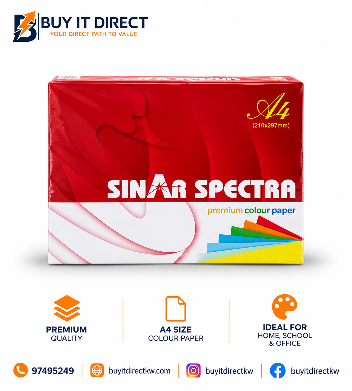 SINAR SPECTRA IT 160 Yellow A4 Colour Paper 80 GSM – 500 Sheets