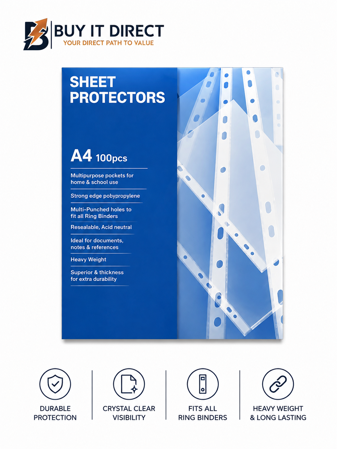ABBA Sheet Protectors A4 80 MIC