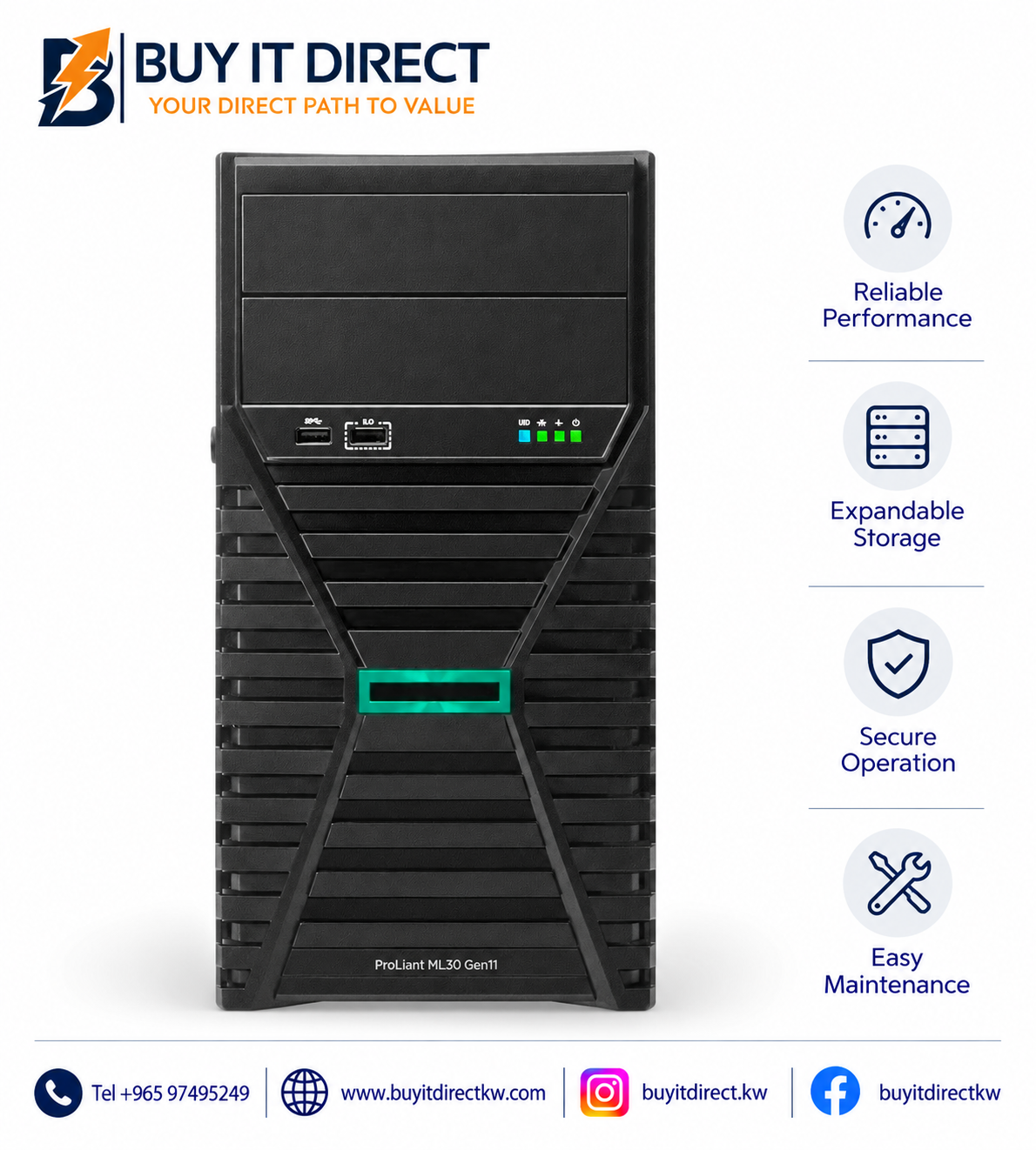 HPE ProLiant ML30 Gen11 Xeon E-2414 32GB 2x1TB HDD Server