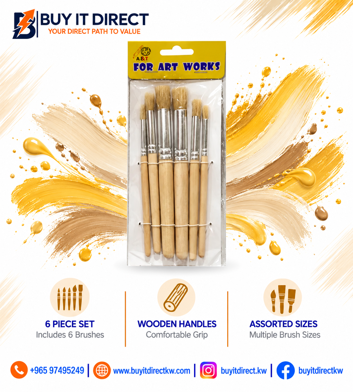 Paint Brushes - 6 Pieces