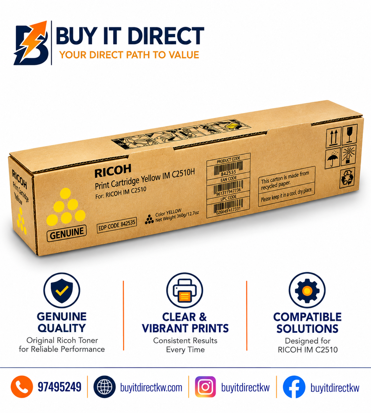 Ricoh IM C2510 Yellow High Yield Toner Cartridge