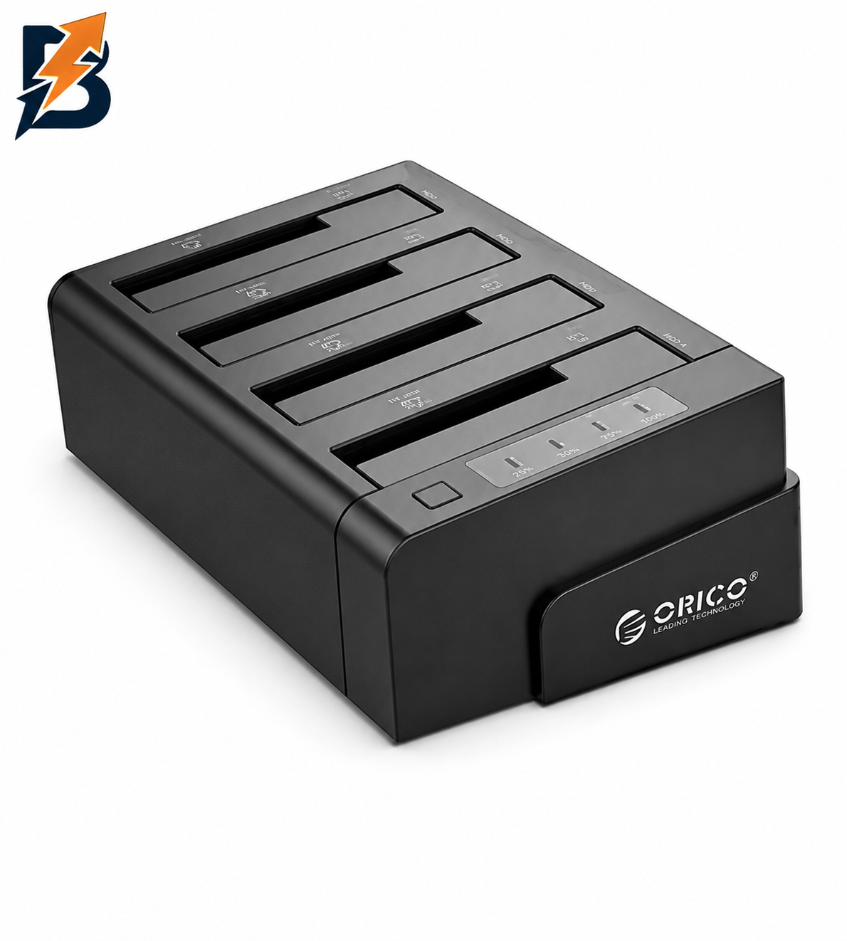 قاعدة توصيل أقراص صلبة ORICO مقاس 2.5 / 3.5 بوصة، 4 فتحات USB3.0، تدعم نسخ الأقراص الصلبة من 1 إلى 3