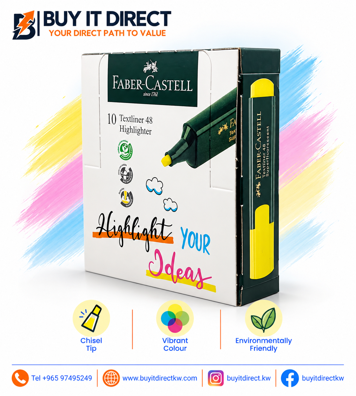 Faber-Castell Textliner 48 Yellow Highlighters Pack of 10