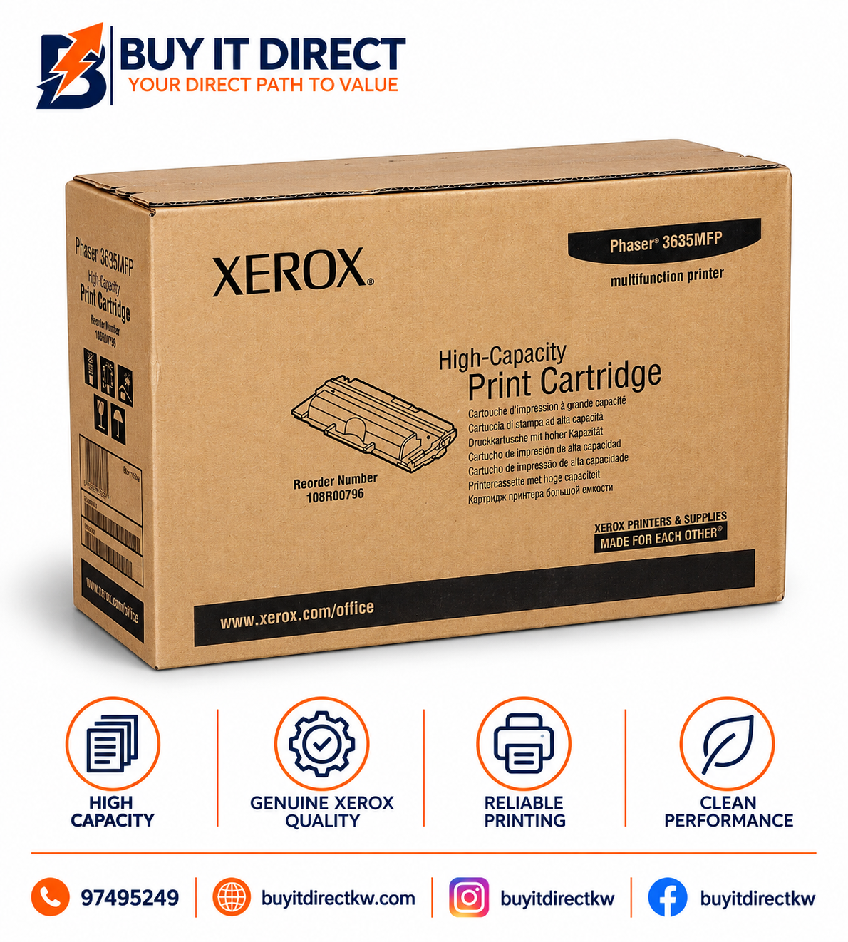 خرطوشة طباعة سوداء عالية السعة Xerox 108R00796
