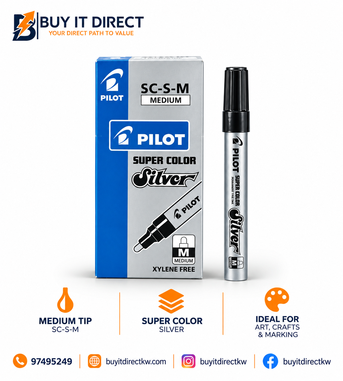 PILOT Super Color Silver Marker SC-S-M Set of 12