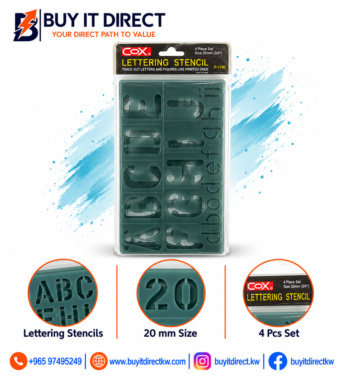Lettering Stencils – 4 Pcs/Set