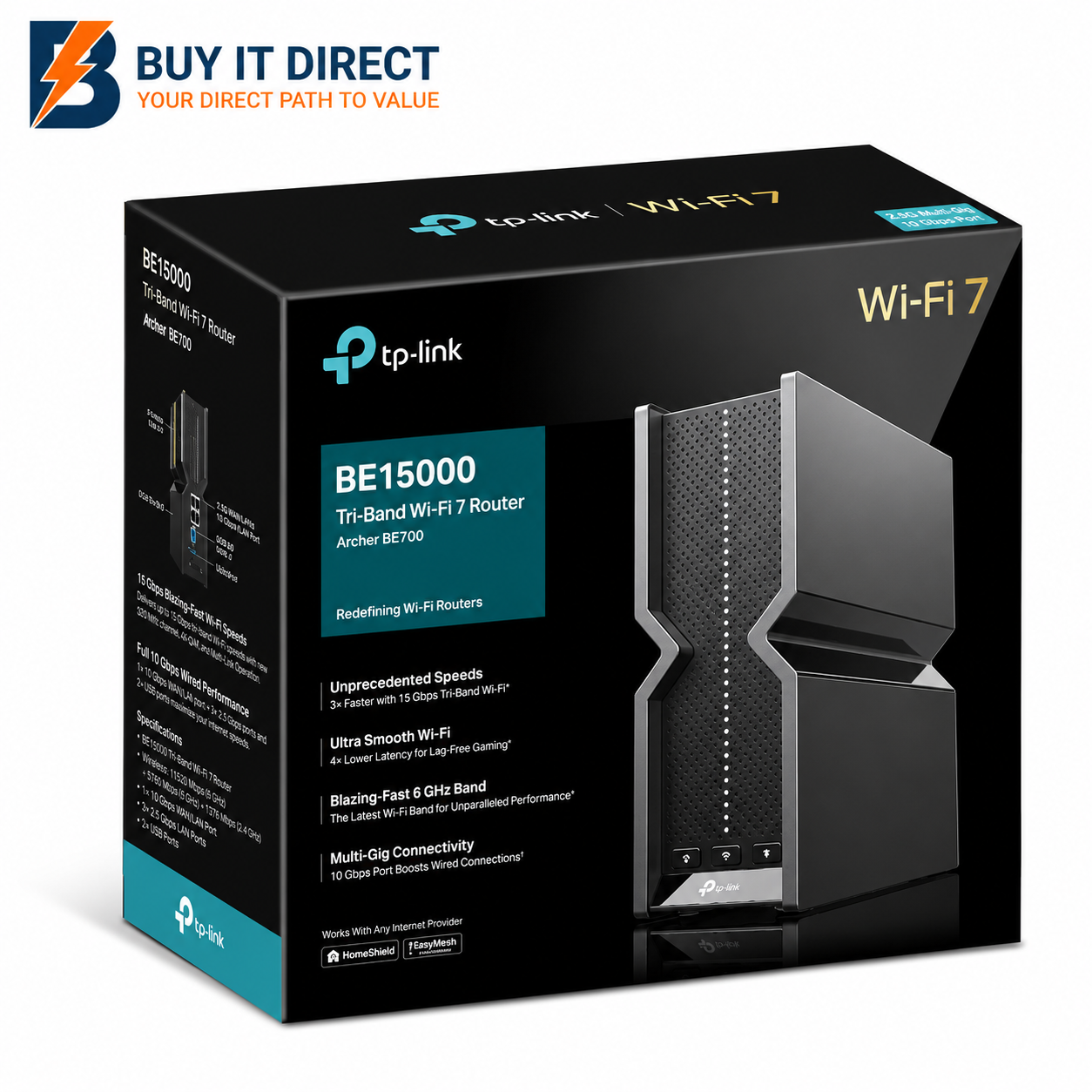 TP-Link Archer BE700 BE15000 Tri-Band WiFi 7 Router, 2.5Gbps / 10Gbps