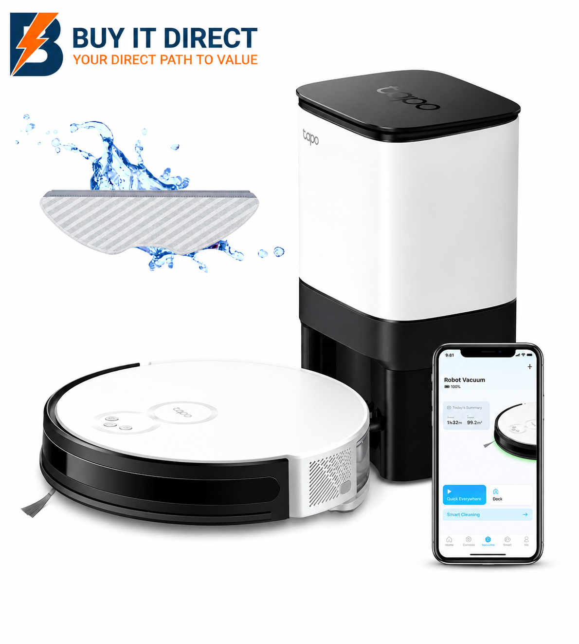 TP-Link Tapo RV10 Plus Robot Vacuum & Mop + Smart Auto-Empty Dock