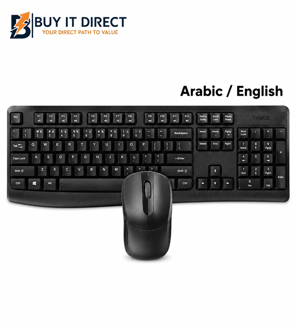 Rapoo X1800PRO Wireless Combo – Black Keyboard Mouse – AR | Eng