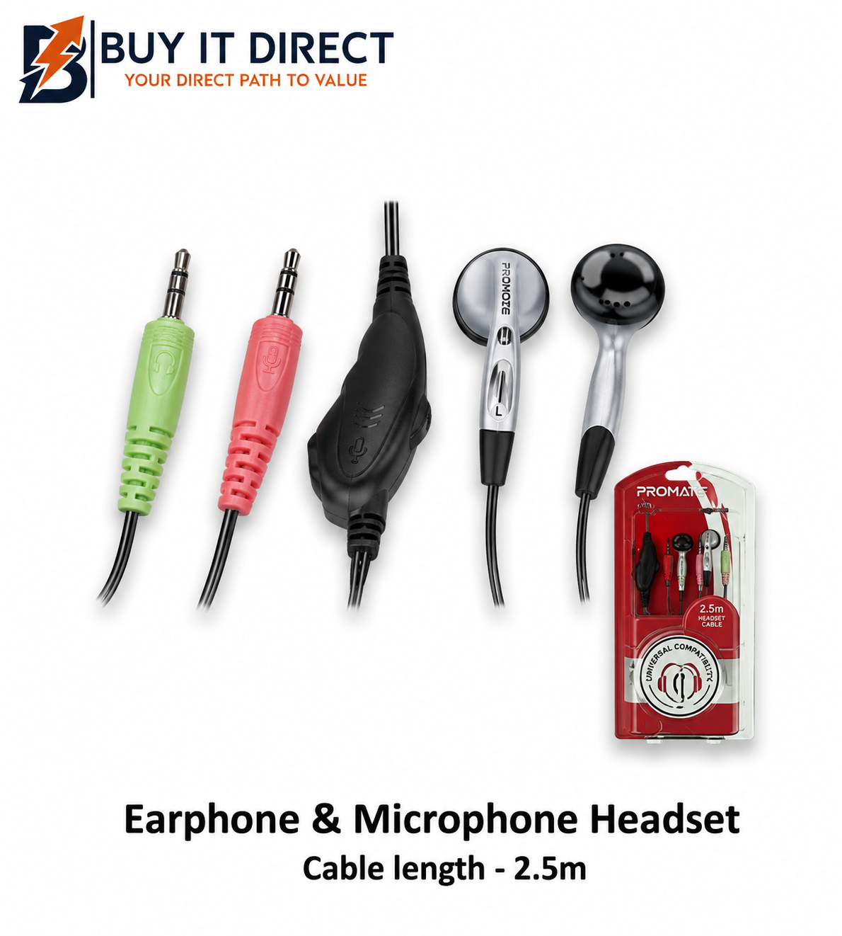 Wasta HT650 Earphone Headset Braided Cable 2.5m
