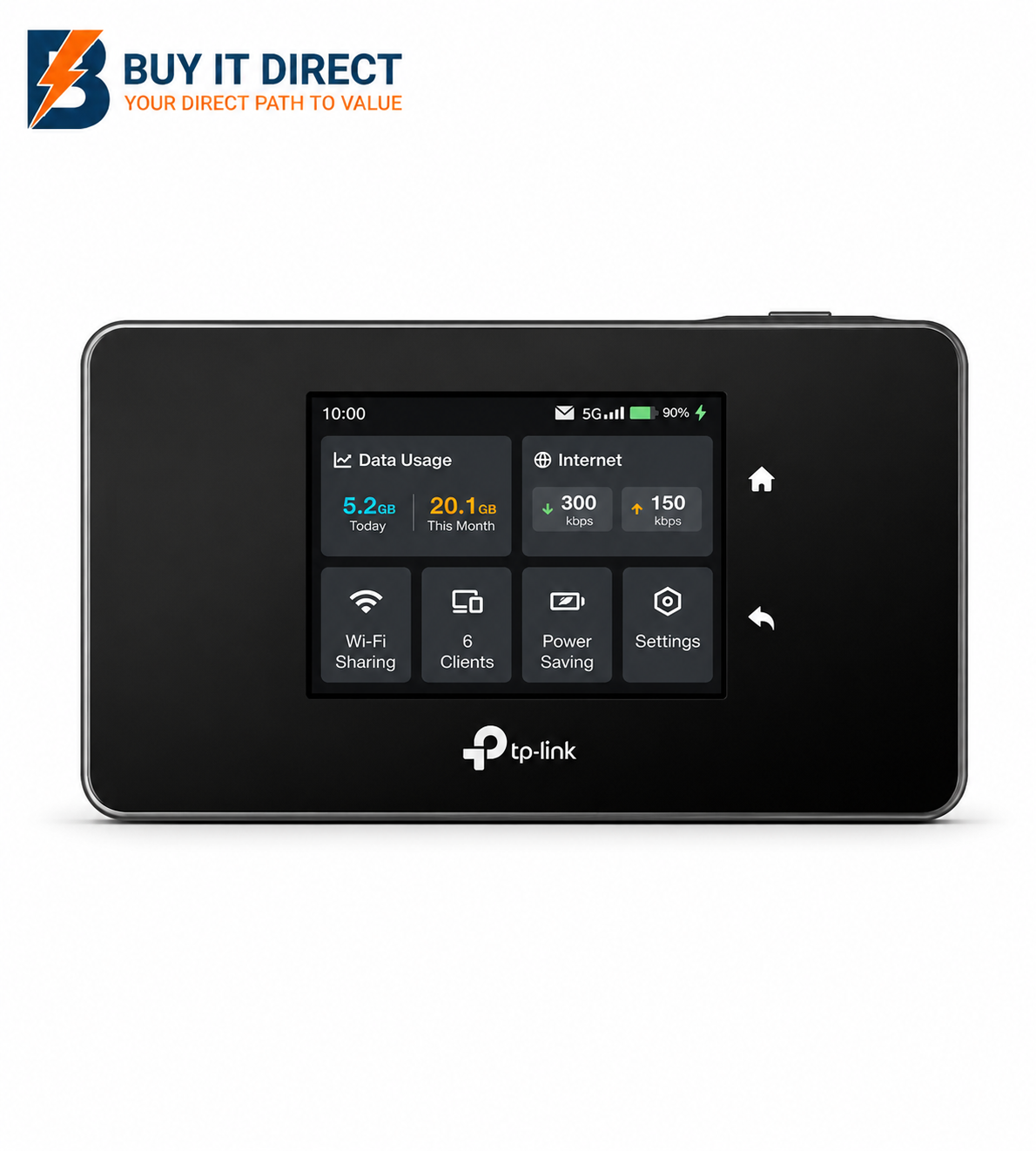 TP-Link M8550 5G WiFi 6E Tri-Band AXE3600 Gigabit WAN/LAN Port Touch Screen Mobile Router, 64 Devices