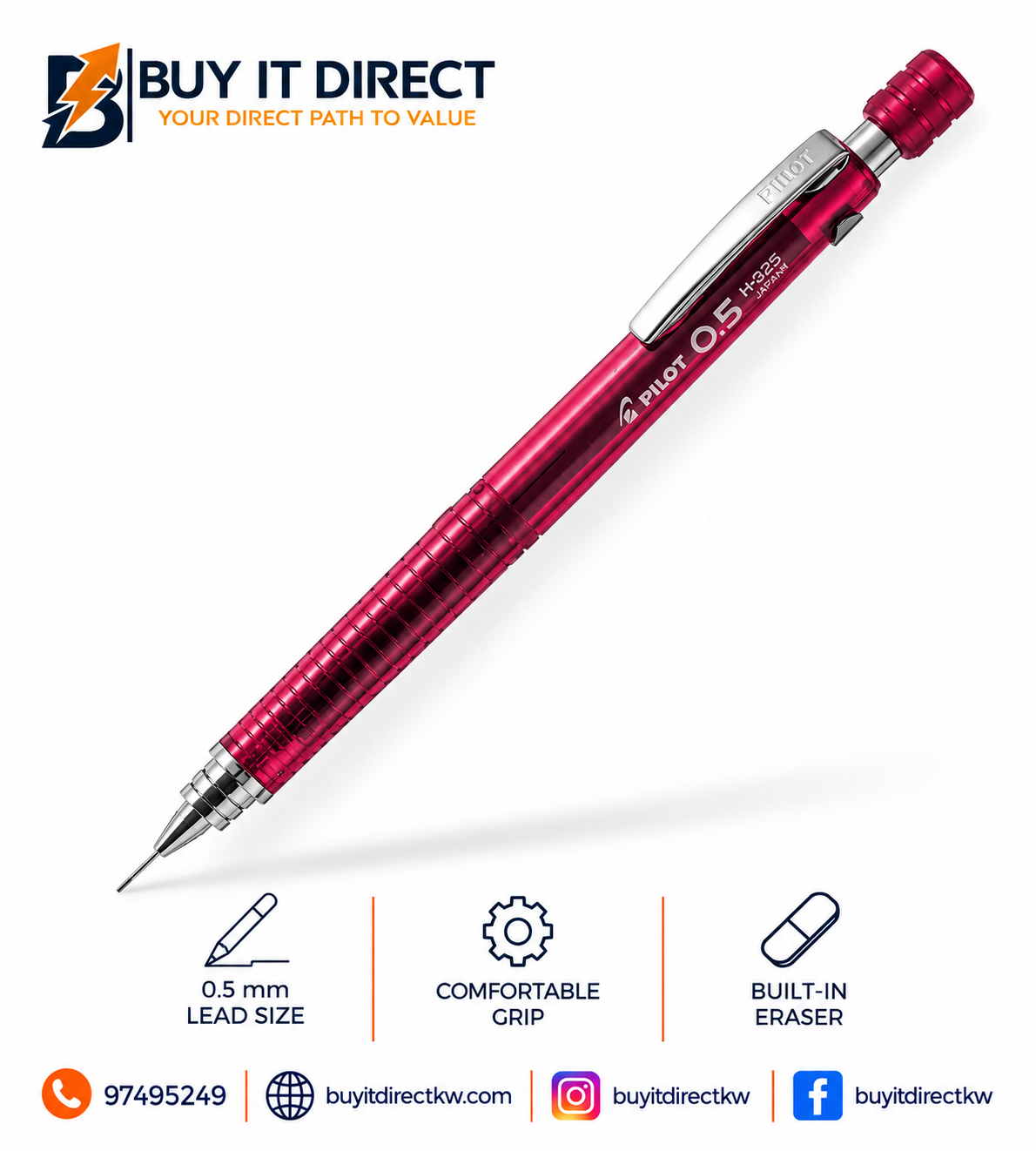 PILOT 0.5mm Mechanical Pencil Pink Barrel