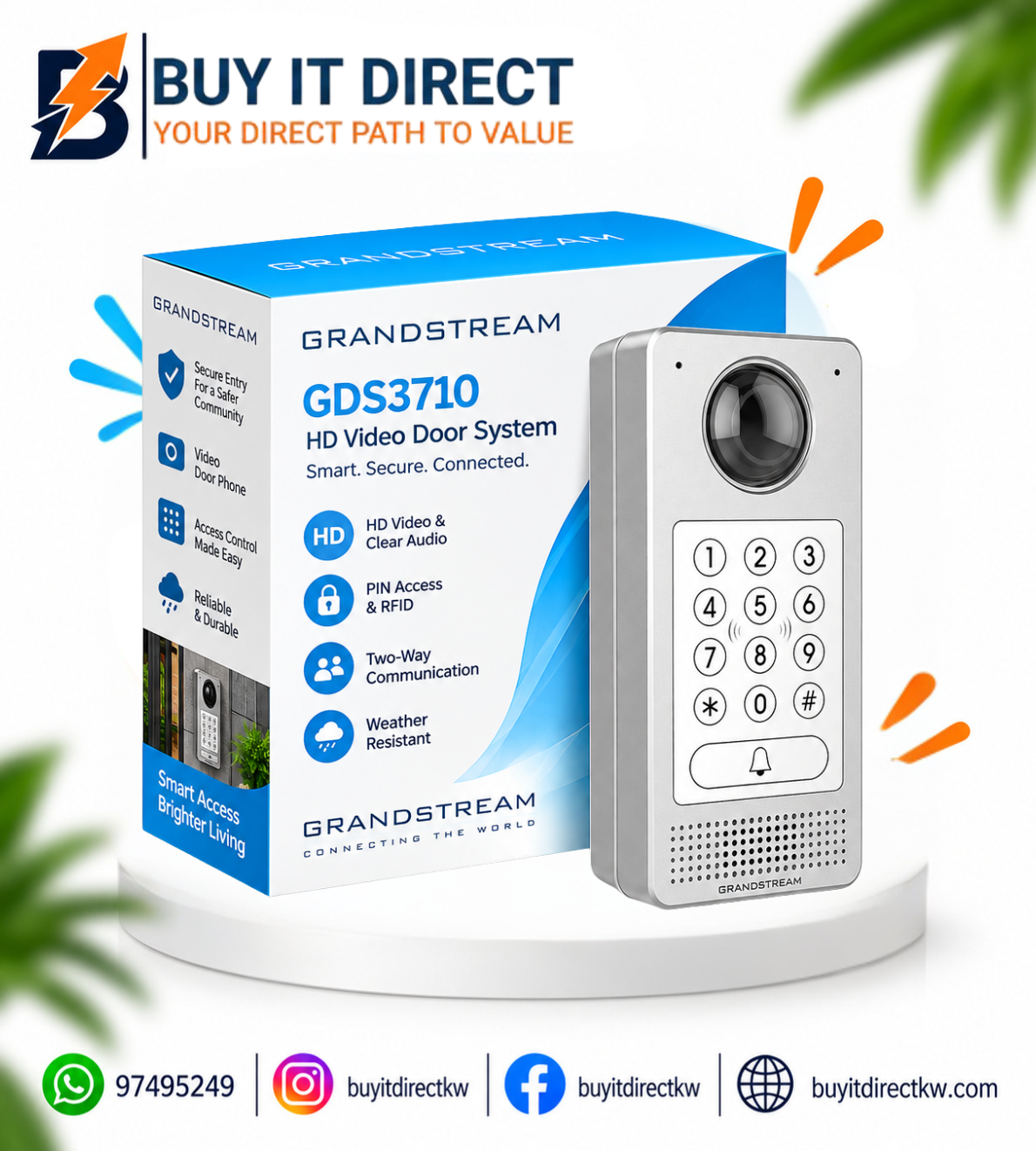 Grandstream GDS3710 IP Video Door System with IP Surveillance Camera and IP Intercom – 720p