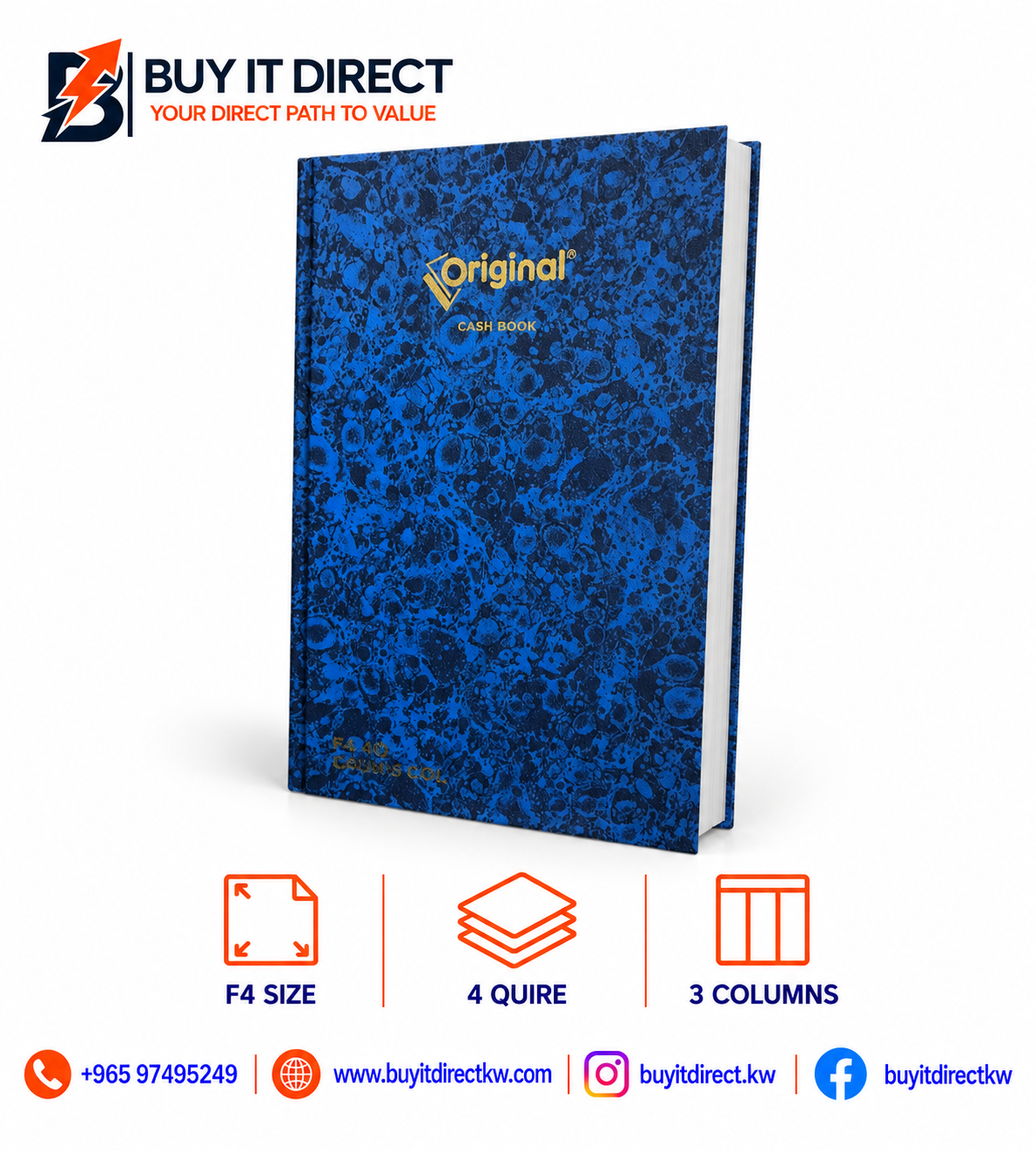 دفتر النقدية F4 4Q بثلاثة أعمدة
