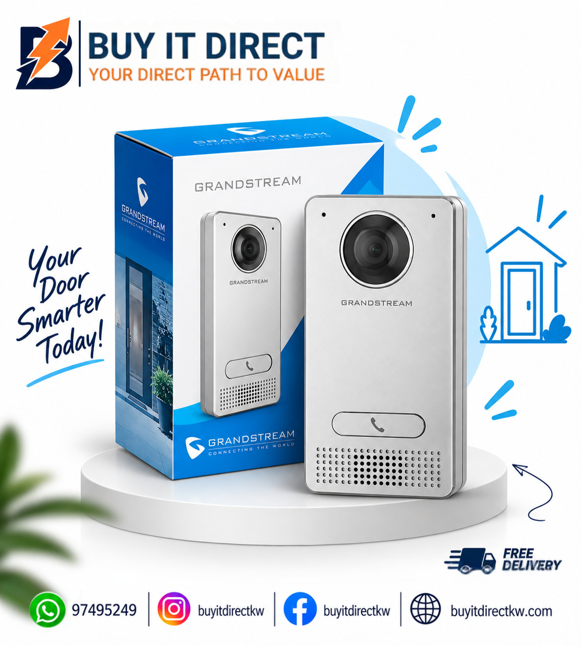 نظام الاتصال الداخلي الصوتي عبر IP عالي الدقة للباب Grandstream GDS3702 بزر واحد