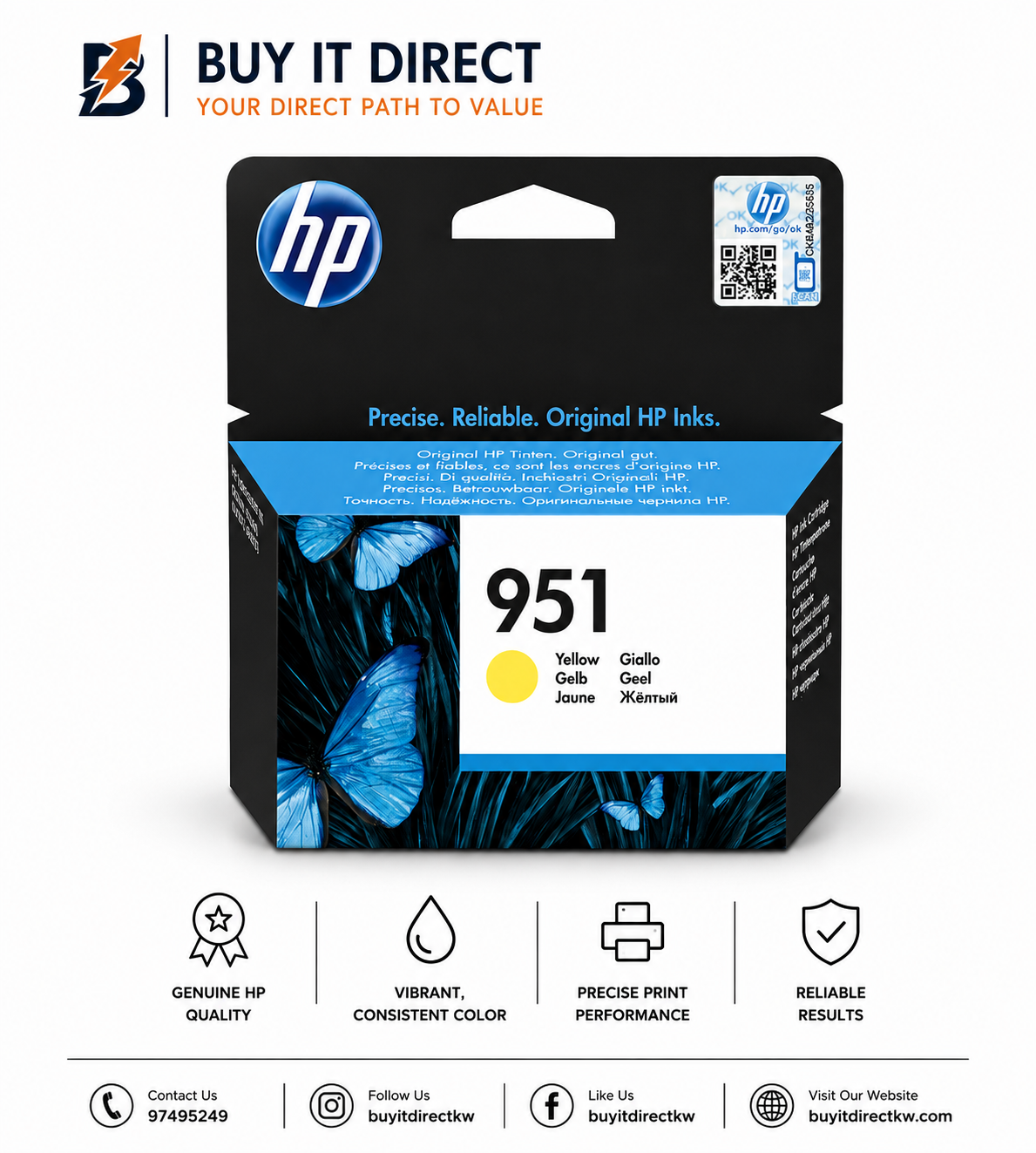 خرطوشة حبر HP 951 أصلية صفراء