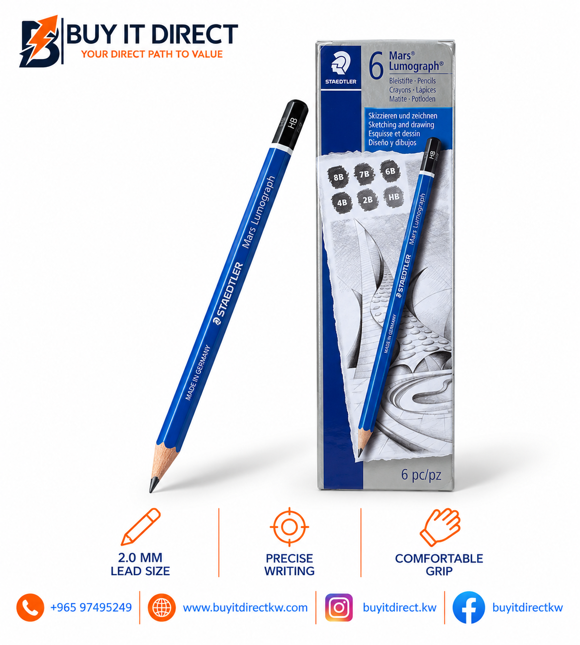 STAEDTLER Mars Lumograph Graphite Pencil Set – 6 Pcs