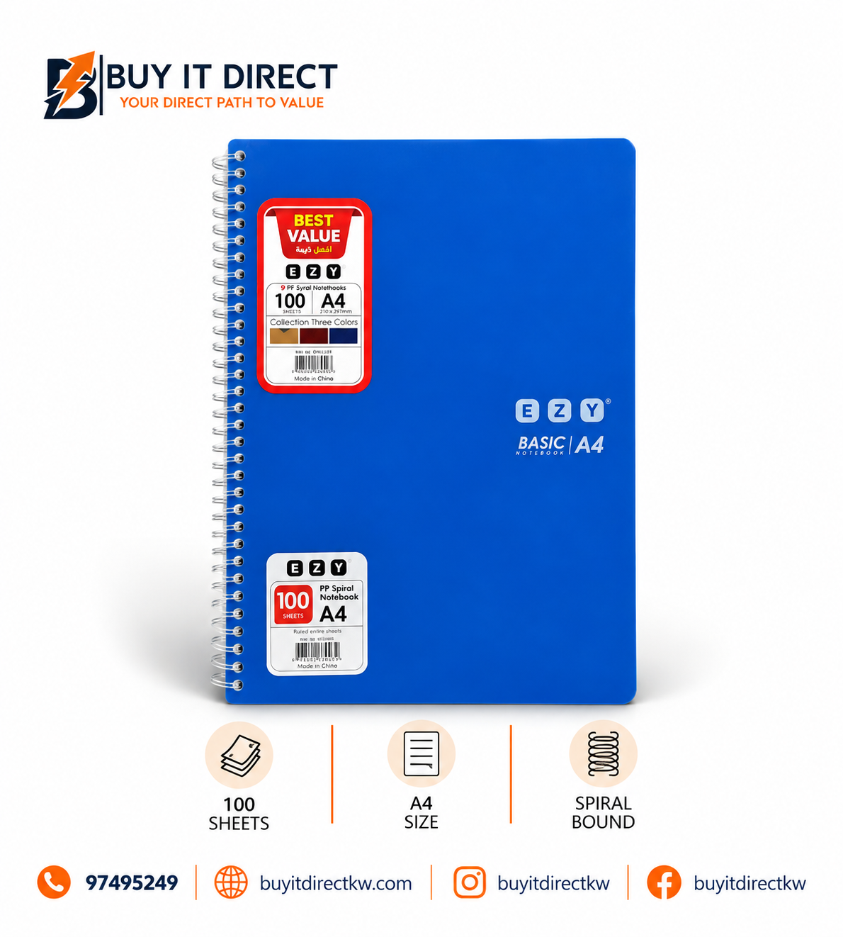 100 Sheets A4 Notebook 3 Pieces