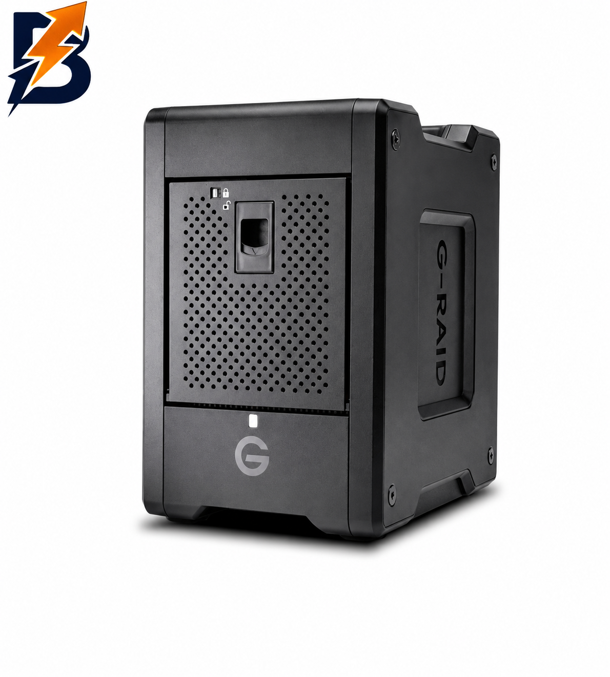 قرص صلب خارجي SanDisk G-RAID SHUTTLE 4 Professional بسعة 80 تيرابايت، مزود بأربعة منافذ Thunderbolt 3 وUSB-C، وسرعة نقل بيانات تصل إلى 800 ميجابايت/ثانية.