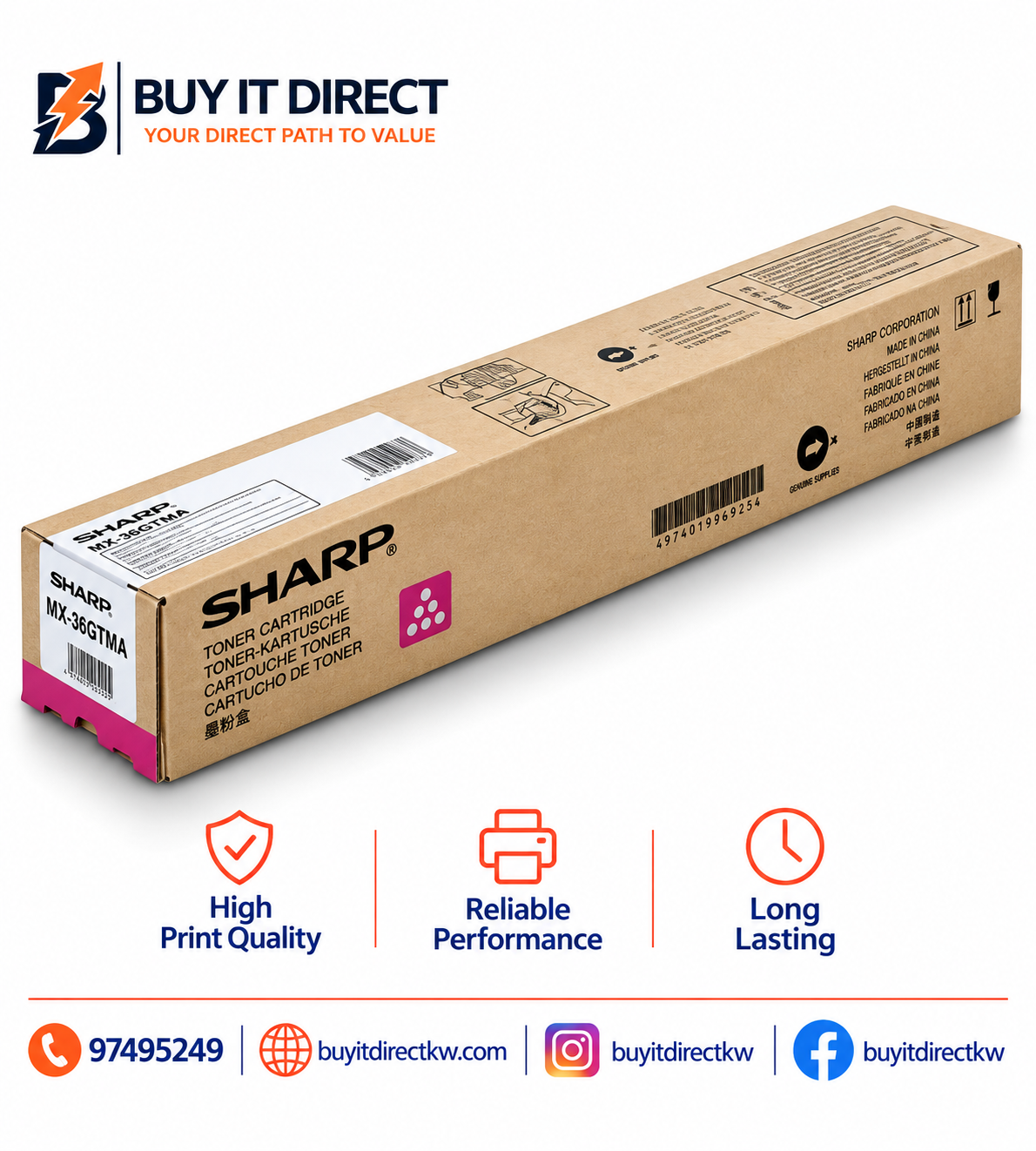 خرطوشة تونر ماجنتا أصلية Sharp MX-31FTMA