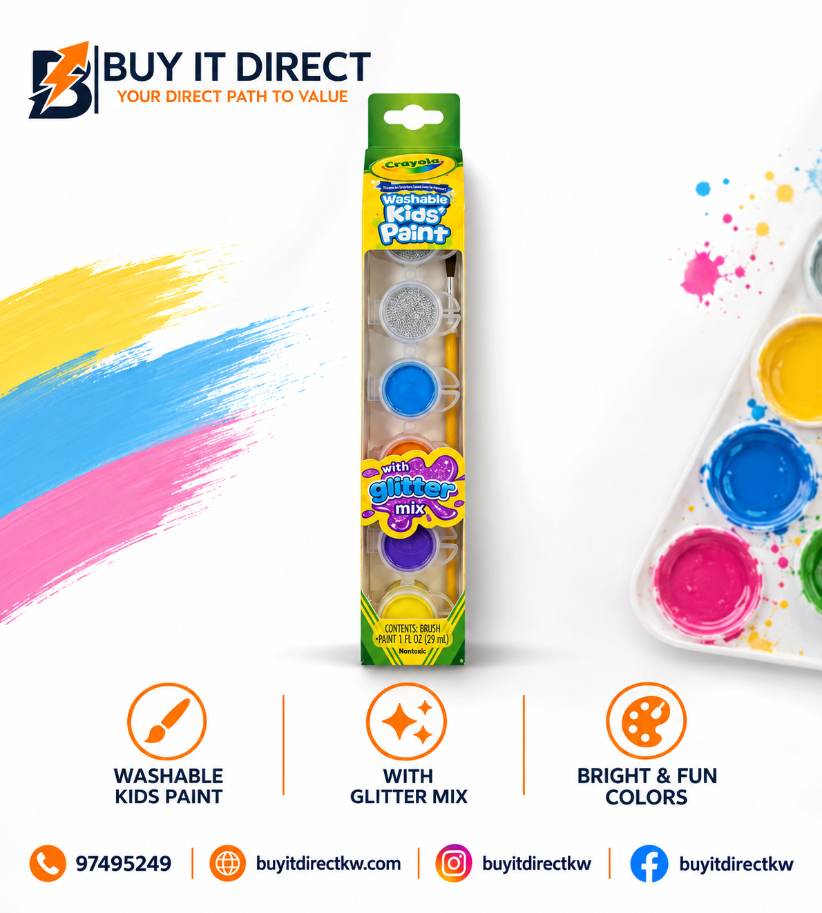 Crayola Washable Kids Paint with Glitter Mix