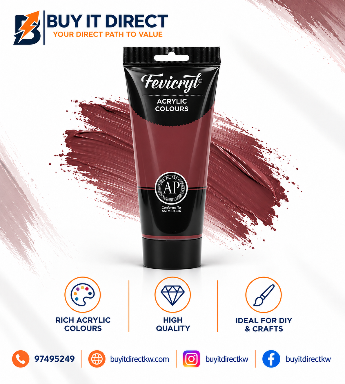 Fevicryl Acrylic Colours 200 ml Burnt Umber