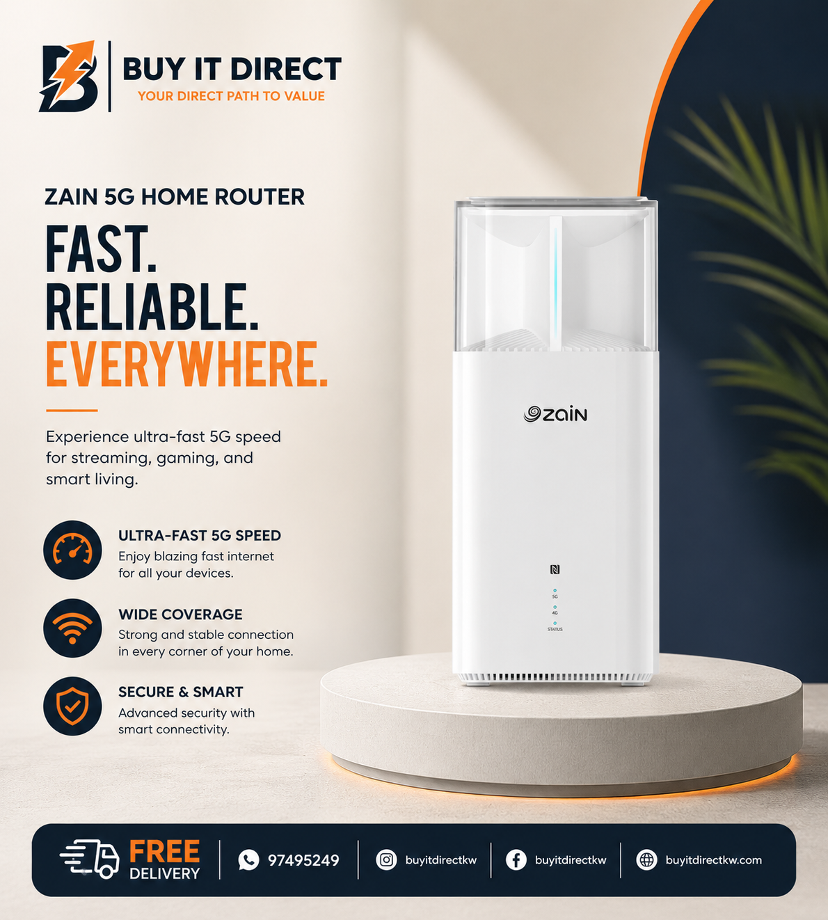 Zain Huawei CPE Ultra 6 WiFi 7 High Speed 5G Router for Home and Office