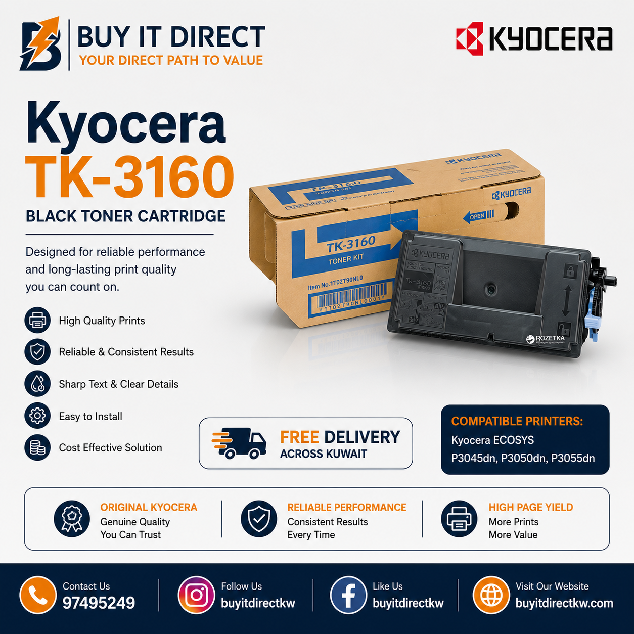 خرطوشة تونر أسود Kyocera TK3160