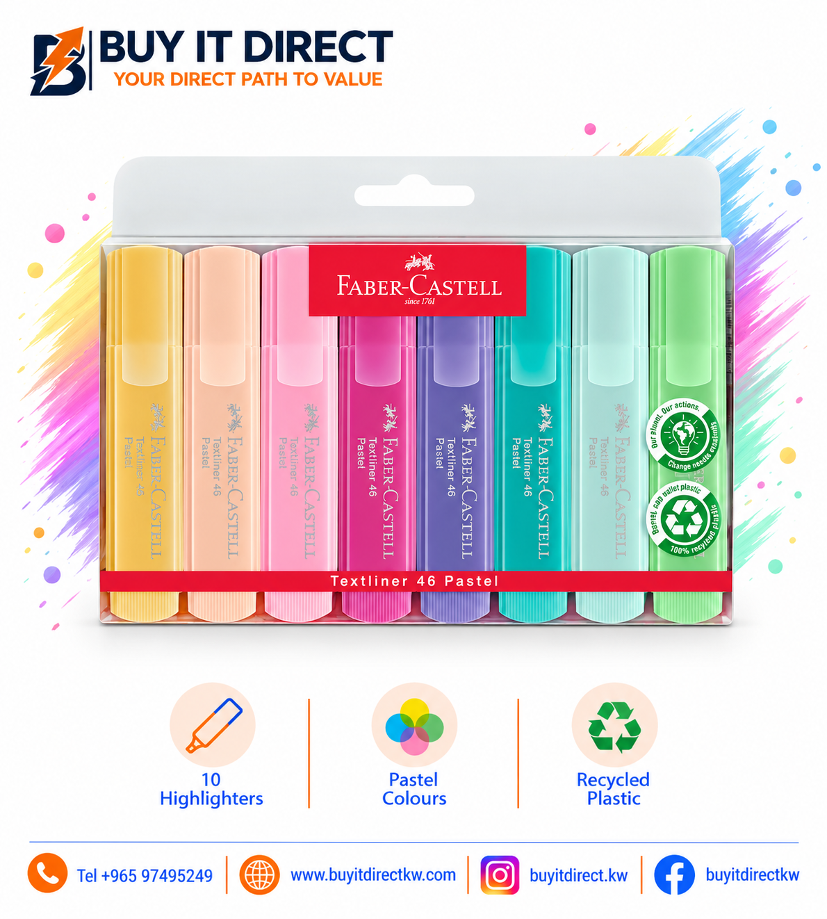 Faber-Castell Textliner 46 Pastel Highlighters 8 Pieces