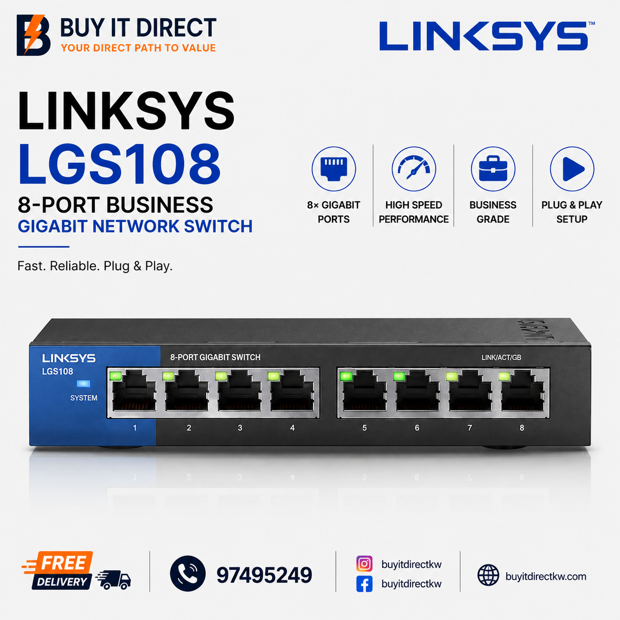 Linksys LGS108 8 Port Business Gigabit Network Switch
