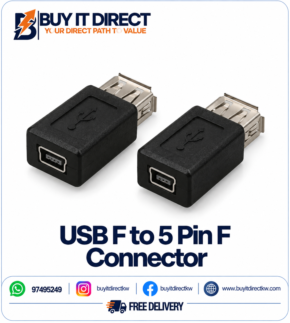 USB Female to 5 Pin Female Connector