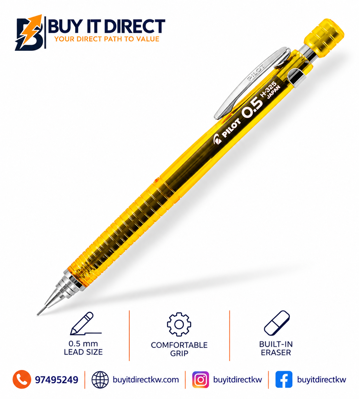 PILOT 0.5mm Mechanical Pencil Yellow Barrel
