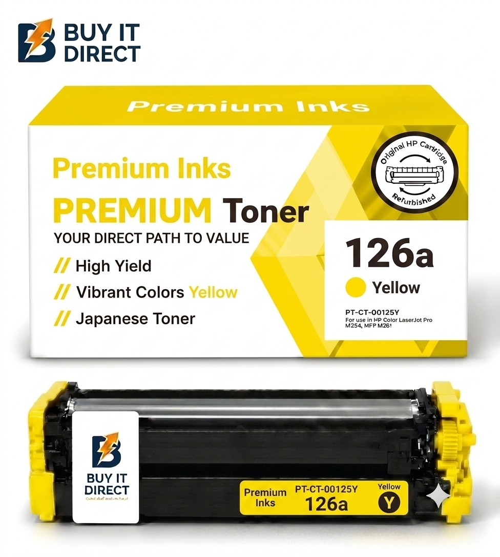 Premium 126A Yellow Compatible Toner Cartridge for HP Color LaserJet Printers