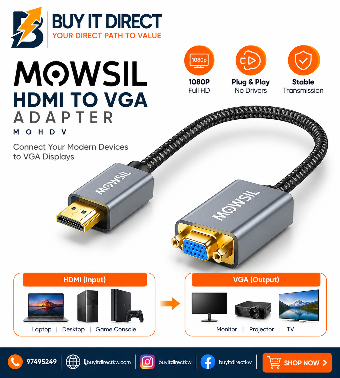 محول MOWSIL HDMI إلى VGA MOHDV