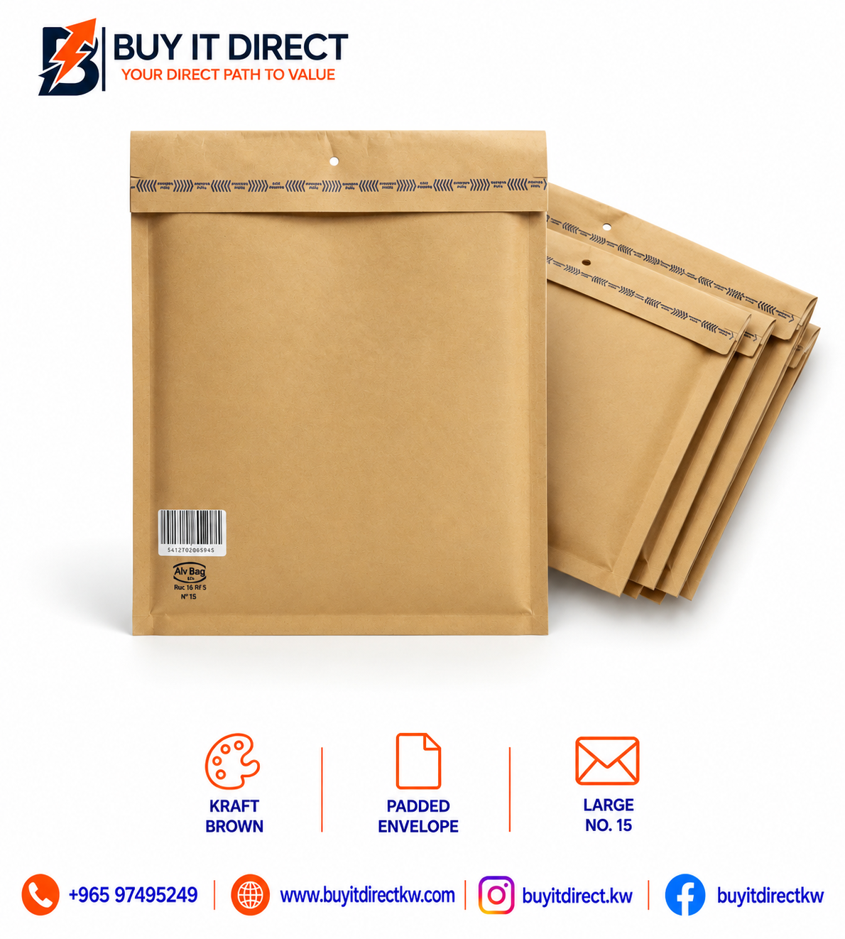 Padded Envelope – Kraft Brown Large No. 15