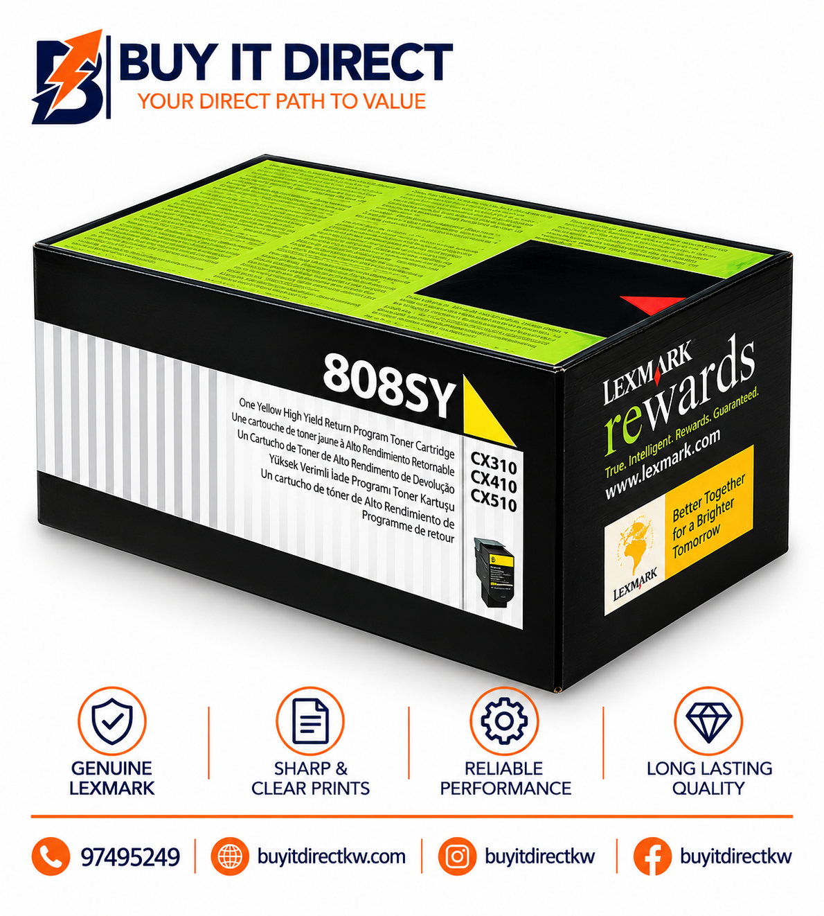 Lexmark 808SY Yellow Standard Yield Return Program Toner Cartridge 80C8SY0