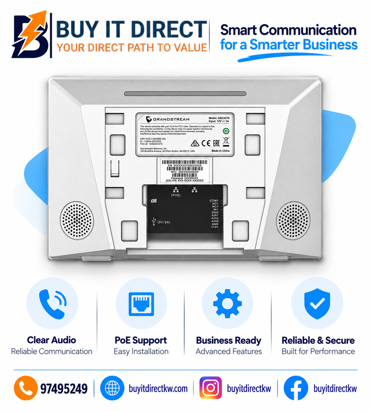 محطة الاتصال الداخلي بالفيديو والتحكم بالمرافق بشاشة لمس Grandstream GSC3570
