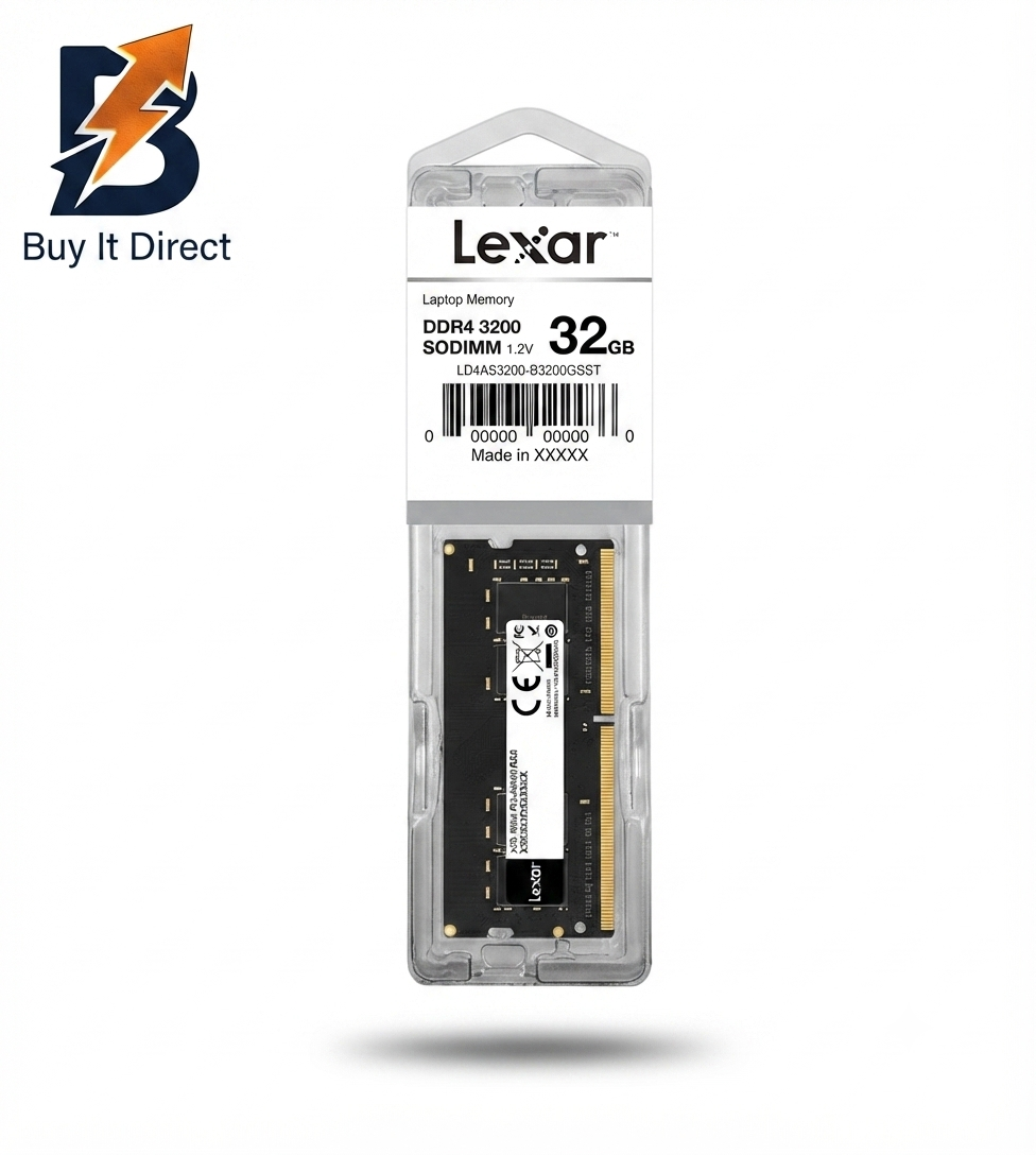 ذاكرة وصول عشوائي (RAM) من نوع SODIMM بسعة 32 جيجابايت من نوع DDR4 بتردد 3200 ميجاهرتز من شركة Lexar لأجهزة الكمبيوتر المحمولة