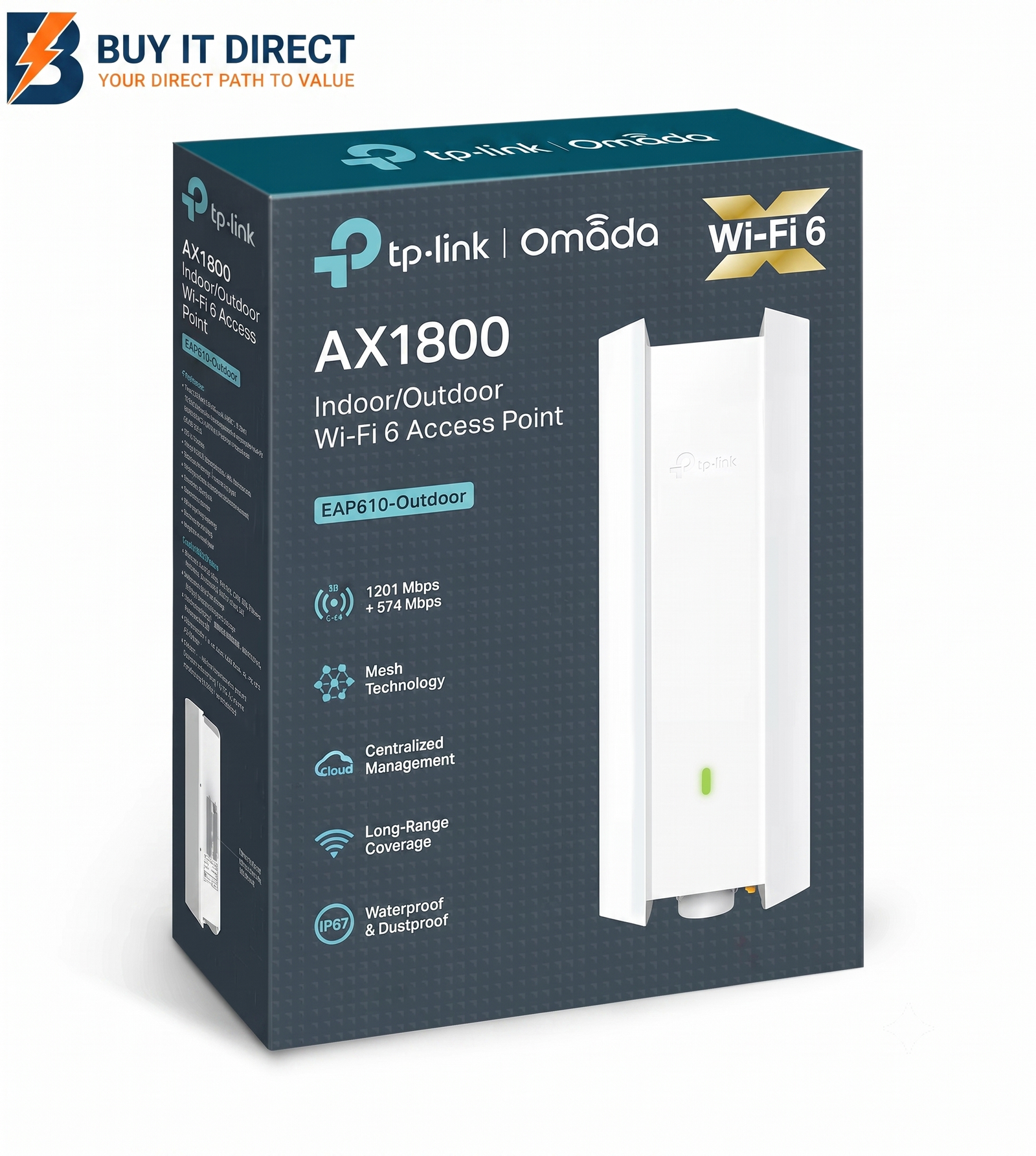 TP-Link EAP610-Outdoor (AX1800) Outdoor WiFi 6 Access Point - 5GHz (1201 Mbps) / Gigabit LAN
