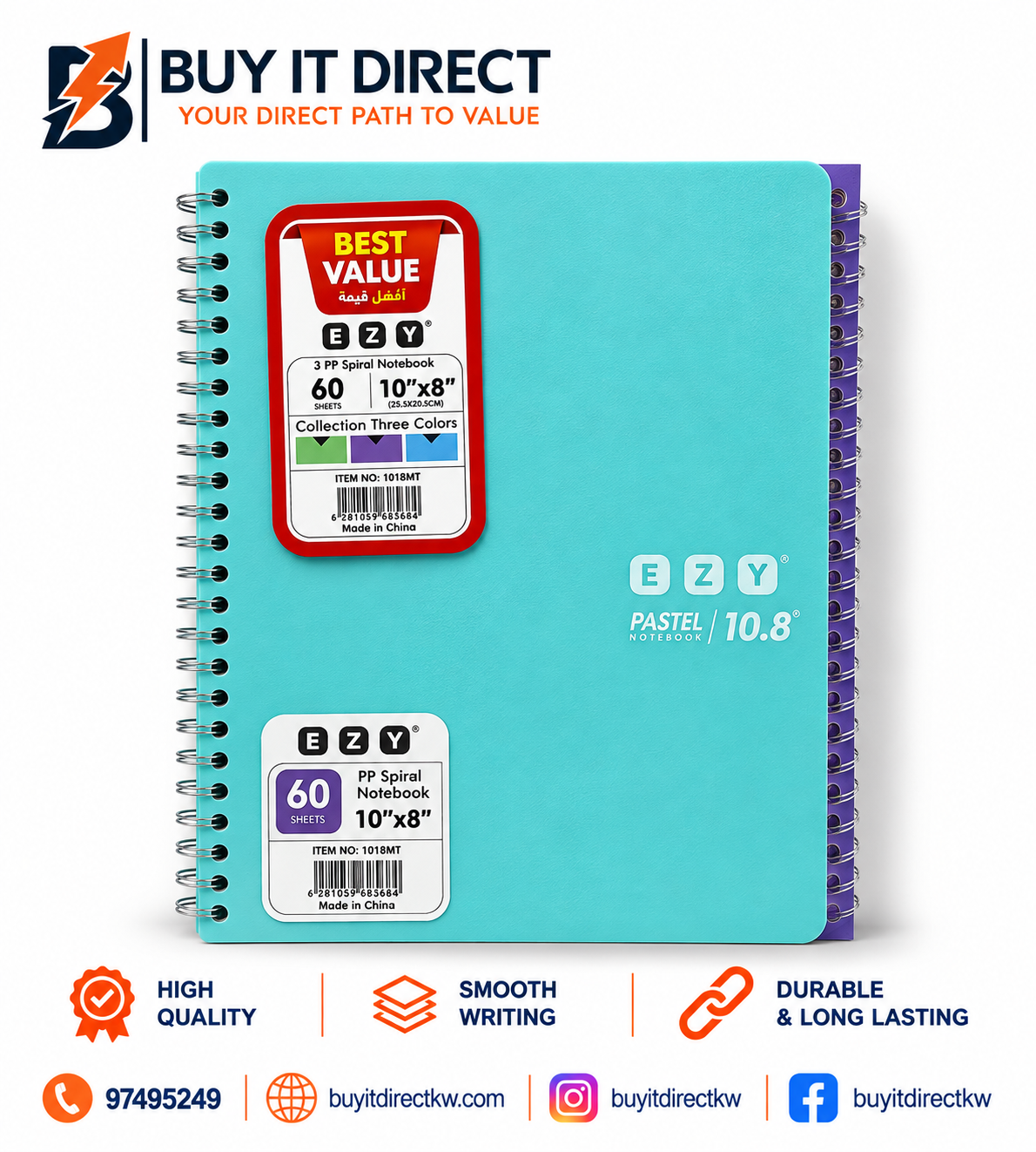 EZY 60 Sheets 10x8 Notebook