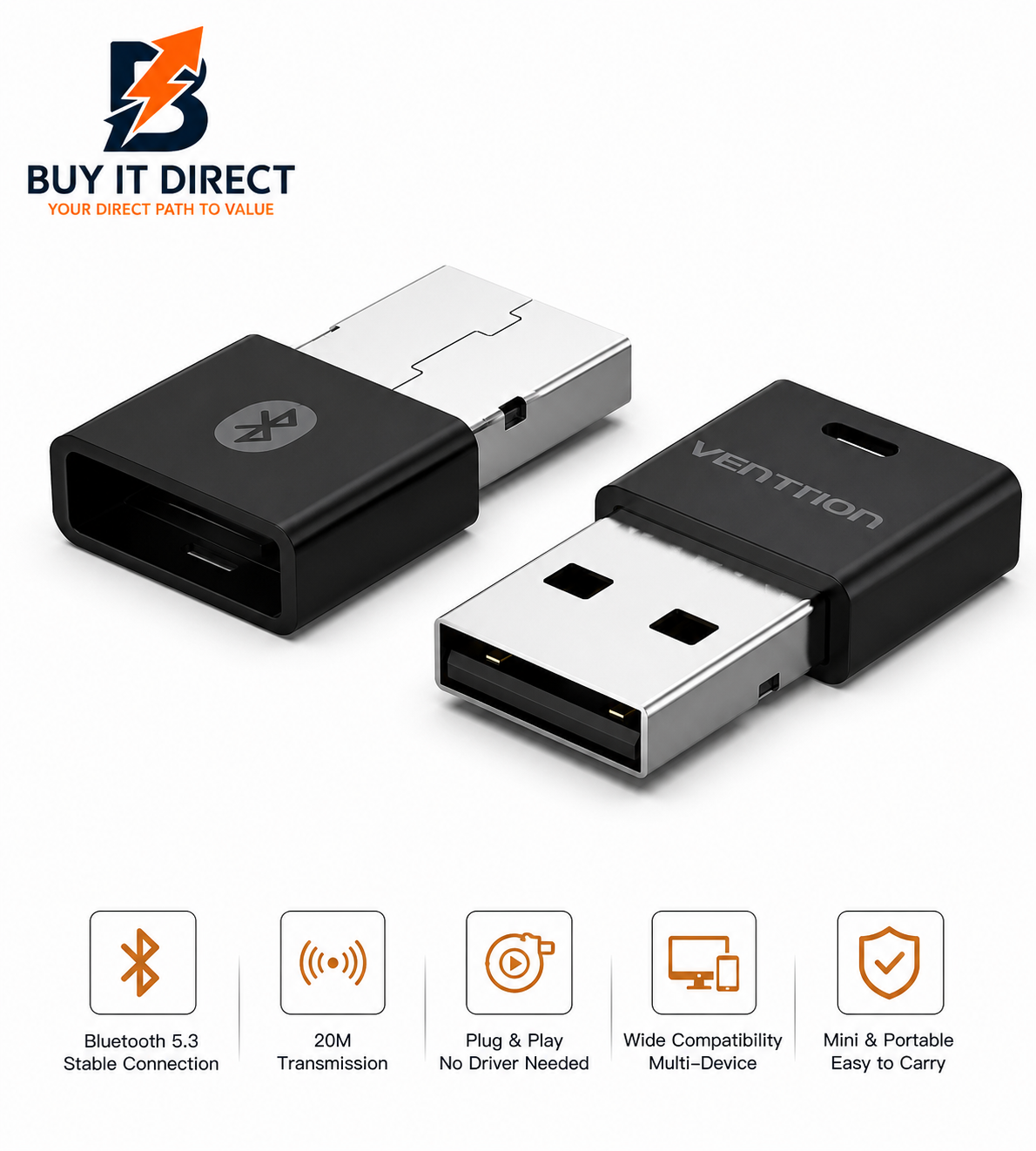 محول USB بلوتوث 5.3 صغير اسود